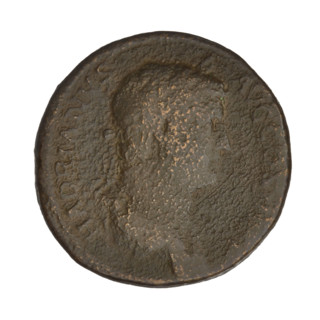 Sestertius of Hadrian (76–138; Roman emperor 117–138). Coin (personification). Obverse: Head of