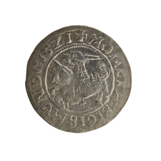 Lithuanian half-grosz, Sigismund I the Old (king of Poland; 1506–1548); Polish coin, Jagiellon