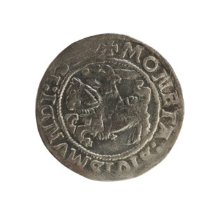 Lithuanian half-grosz, Sigismund I the Old (king of Poland; 1506–1548). Silver coin, 1522. Obverse: