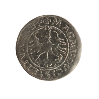 Lithuanian half-grosz, Sigismund I the Old (king of Poland; 1506–1548). Silver coin (half-grosz),