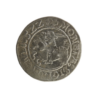 Lithuanian half-grosz, Sigismund I the Old (king of Poland; 1506–1548). Obverse: Pursuer (Pogonia)