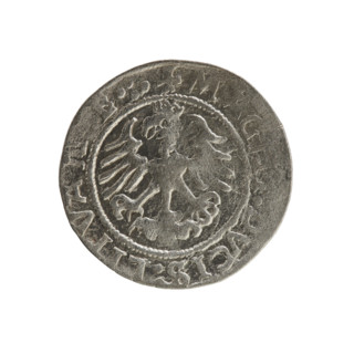 Lithuanian half-grosz, Sigismund I the Old (king of Poland, 1506–1548). Silver coin (1522).
