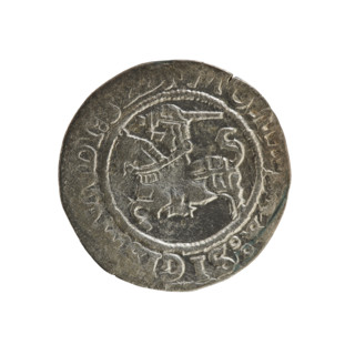 Lithuanian half-grosz, Sigismund I the Old (King of Poland; 1506–1548). Obverse: Pogon (Lithuanian