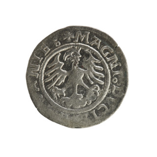 Lithuanian half-grosz, Sigismund I the Old (King of Poland; 1506–1548). Polish coin, Jagiellon