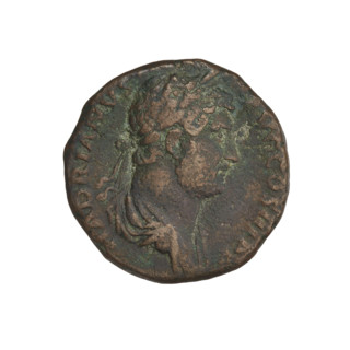 Hadrian (76–138; Roman emperor 117–138). Obverse: head of Hadrian in a laurel wreath facing right;