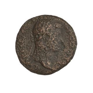 Hadrian (76–138; Roman Emperor 117–138). Coin (Roman, 134–138). Obverse: Bust of Hadrian with