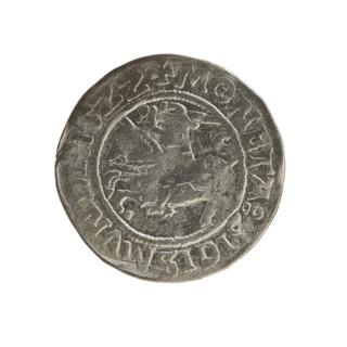 Lithuanian half-grosz, Sigismund I the Old (king of Poland; 1506–1548). Silver coin (half-grosz),