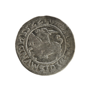 Lithuanian half-grosz, Sigismund I the Old (king of Poland; 1506–1548). R8 (rarity). Polish coin,