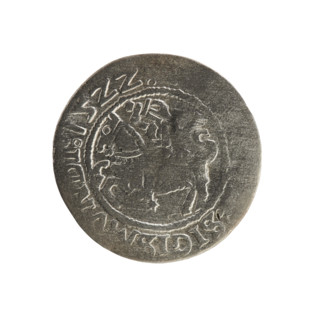 Lithuanian half-grosz, Sigismund I the Old (King of Poland; 1506–1548). Obverse: Pogon (Lithuanian
