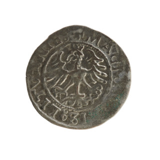 Lithuanian half-grosz, Sigismund I the Old (king of Poland; 1506–1548). Polish coin of the