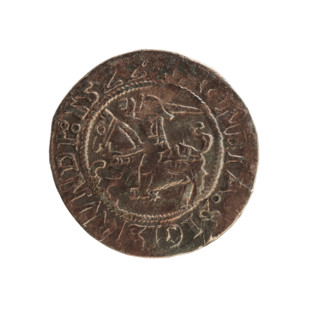 Lithuanian half-grosz, Sigismund I the Old (king of Poland; 1506–1548). Silver coin (half-grosz),