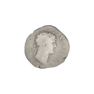 Denarius; Hadrian (76–138; Roman emperor 117–138). Obverse: head of Hadrian in laurel wreath facing