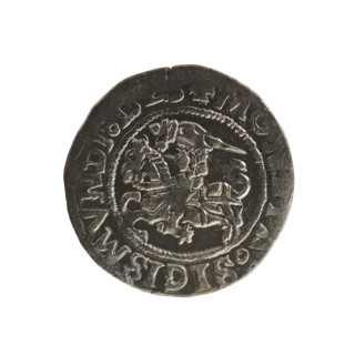 Lithuanian half-grosz, Sigismund I the Old (king of Poland; 1506–1548). Coin (1523). Obverse: