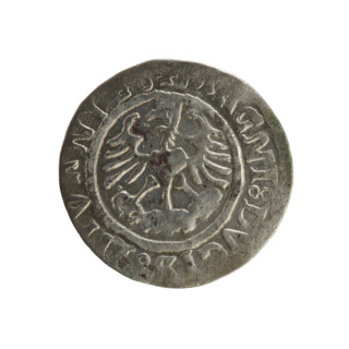 Lithuanian half-grosz, Sigismund I the Old (king of Poland; 1506–1548). Polish coin of the