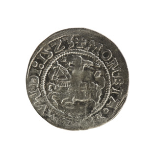 Lithuanian half-grosz, Sigismund I the Old (king of Poland; 1506–1548). Obverse: Pursuer (emblem of