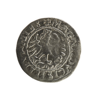 Lithuanian half-grosz, Sigismund I the Old (king of Poland; 1506–1548). Silver coin, 1523. Obverse: