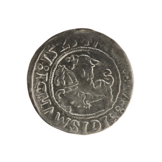Lithuanian half-grosz, Sigismund I the Old (king of Poland; 1506–1548). Silver coin (half-grosz),