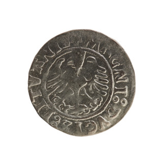 Lithuanian half-grosz, Sigismund I the Old (king of Poland; 1506–1548). Coin (1523). Obverse: