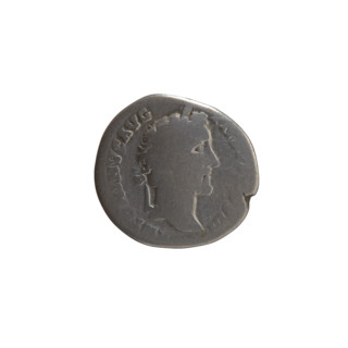 Denarius of Antoninus Pius (86–161; Roman emperor 138–161). Obverse: Head of Antoninus Pius in a