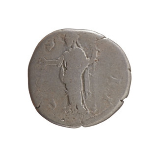 Denarius of Antoninus Pius (86–161; Roman emperor 138–161). Obverse: Head of Antoninus Pius in a