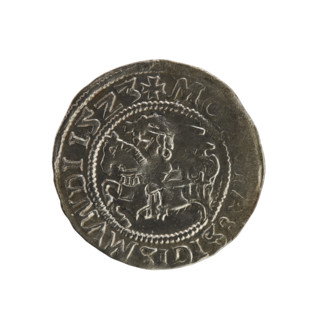 Lithuanian half-grosz, Sigismund I the Old (king of Poland; 1506–1548). Silver coin (1523).