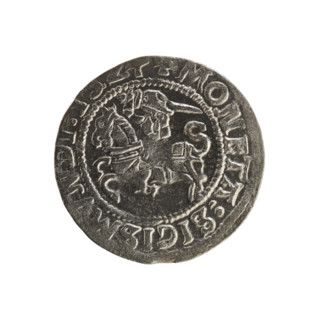 Lithuanian half-grosz, Sigismund I the Old (king of Poland; 1506–1548). Polish coin (Jagiellon