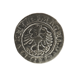Lithuanian half-grosz, Sigismund I the Old (king of Poland; 1506–1548). Polish coin of the