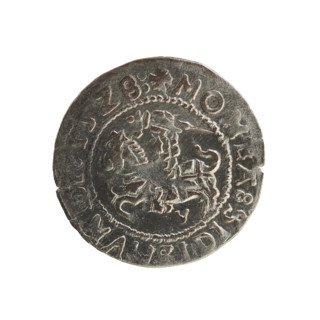 Lithuanian half-grosz of Sigismund I the Old (king of Poland, 1506–1548). Silver coin (1528).