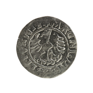 Lithuanian half-grosz, Sigismund I the Old (king of Poland; 1506–1548). Silver coin (half-grosz),