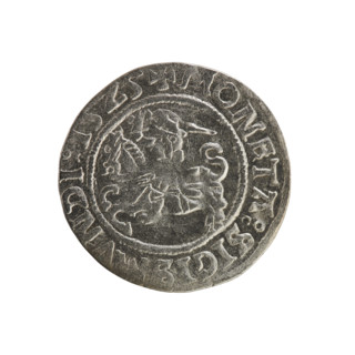 Lithuanian half-grosz, Sigismund I the Old (king of Poland; 1506–1548). Obv.: Pursuer turned left;