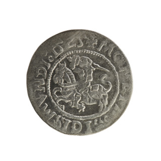 Lithuanian half-grosz, Sigismund I the Old (king of Poland; 1506–1548). Obverse: Pursuer