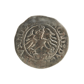 Lithuanian half-grosz, Sigismund I the Old (king of Poland, 1506–1548). Silver coin (half-grosz),