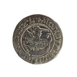 Lithuanian half-grosz, Sigismund I the Old (King of Poland; 1506–1548). Obverse: Pursuer