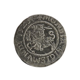 Lithuanian half-grosz, Sigismund I the Old (king of Poland; 1506–1548). Silver coin (1525).