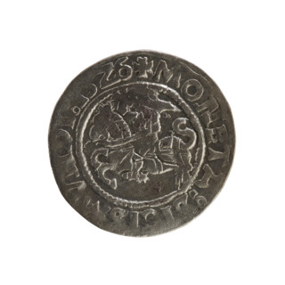Lithuanian half-grosz, Sigismund I the Old (king of Poland; 1506–1548). Silver coin (half-grosz),