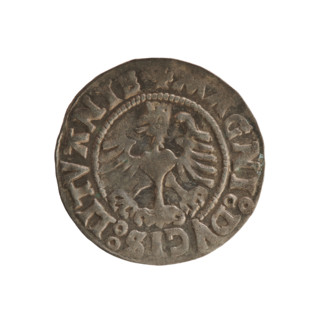Lithuanian half-grosz, Sigismund I the Old (king of Poland; 1506–1548). Obverse: Pursuer