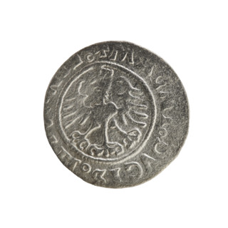 Lithuanian half-grosz, Sigismund I the Old (king of Poland; 1506–1548). Silver coin (half-grosz),