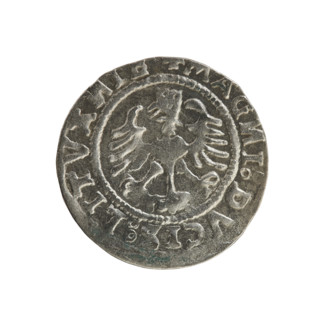 Lithuanian half-grosz, Sigismund I the Old (king of Poland; 1506–1548). Silver coin (half-grosz),