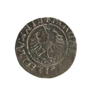 Lithuanian half-grosz, Sigismund I the Old (king of Poland; 1506–1548). Polish coin, 1527. Obverse: