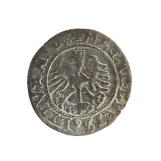 Lithuanian half-grosz, Sigismund I the Old (king of Poland; 1506–1548). R8 (rarity). Polish coin
