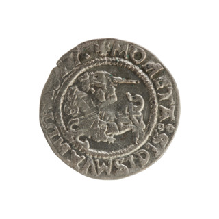 Lithuanian half-grosz, Sigismund I the Old (King of Poland; 1506–1548). Silver coin (half-grosz),