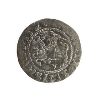Lithuanian half-grosz, Sigismund I the Old (king of Poland; 1506–1548). Silver coin (half-grosz),