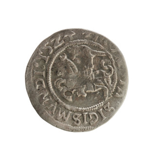 Lithuanian half-grosz, Sigismund I the Old (King of Poland; reign 1506–1548). Silver coin (1524).