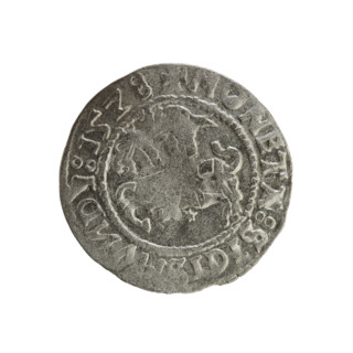 Lithuanian half-grosz, Sigismund I the Old (king of Poland; 1506–1548). Silver coin (1528).