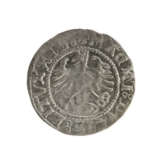 Lithuanian half-grosz, Sigismund I the Old (king of Poland; 1506–1548). Silver coin (half-grosz),