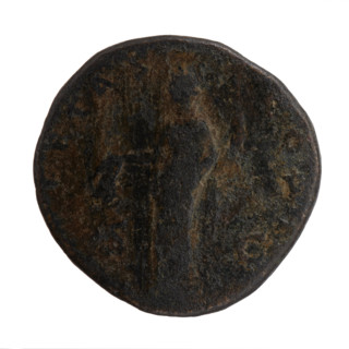Sestertius, Antoninus Pius (86–161; Roman emperor 138–161), issuer. Obverse: head of Antoninus Pius