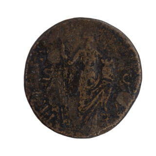 Sestertius, Antoninus Pius (86–161; Roman emperor 138–161), issuer. Obverse: Head of Antoninus Pius