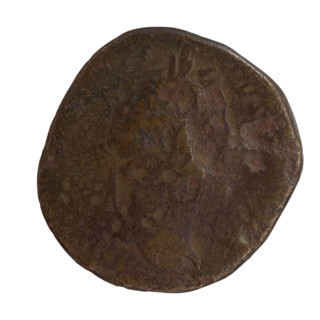 Sestertius of Antoninus Pius (86–161; Roman emperor 138–161). Obverse: head of Antoninus Pius in a