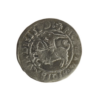 Lithuanian half-grosz, Sigismund I the Old (king of Poland; 1506–1548). Coin (1529). Obverse: