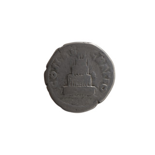 Denarius, after 161. Obverse: Head of Antoninus Pius without a covering, with drapery on the left